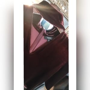 Theory choker cut-out v-neck velvet top blouse